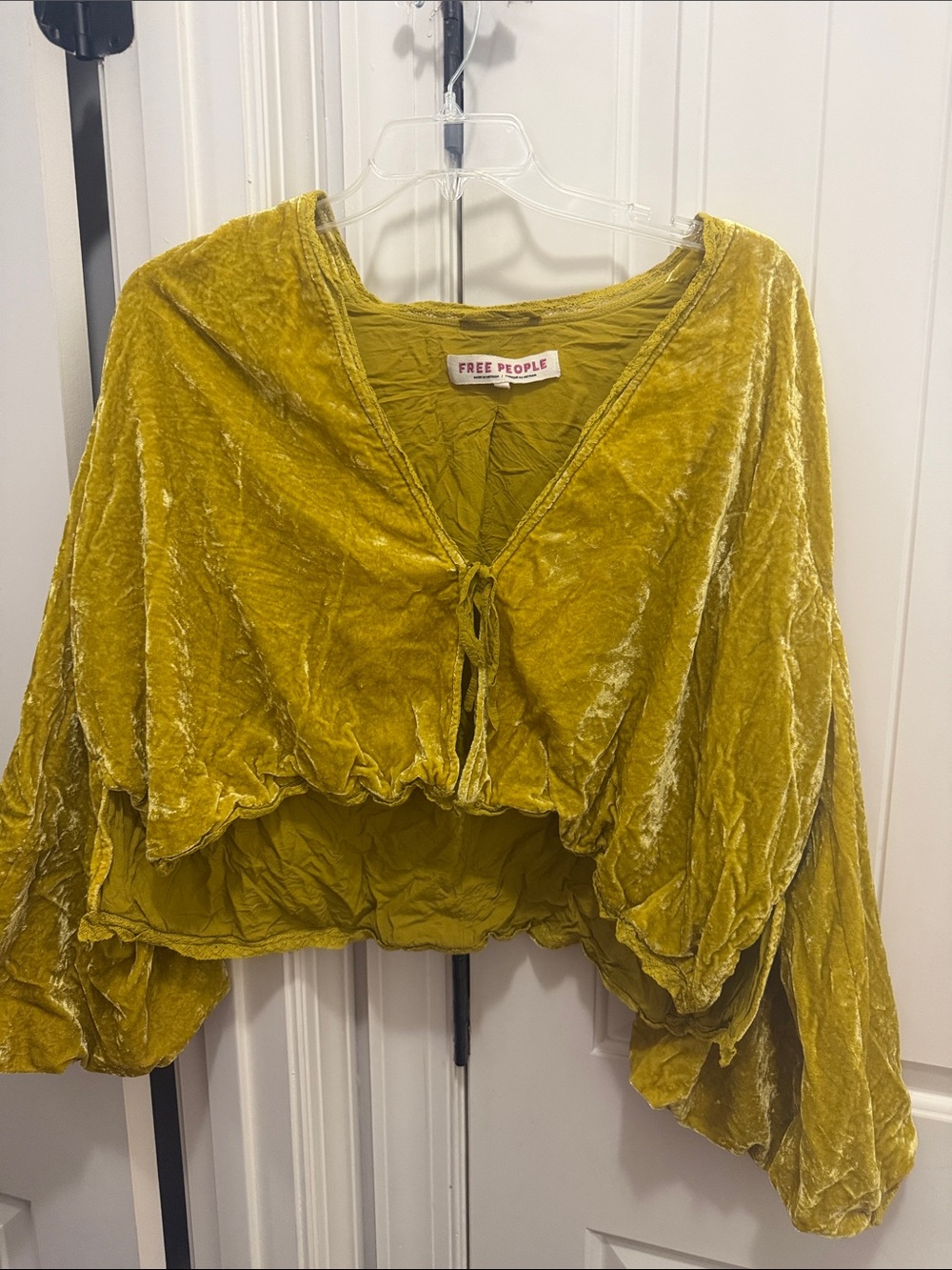 Free People Mustard Velvet Bed Jacket- Womens S